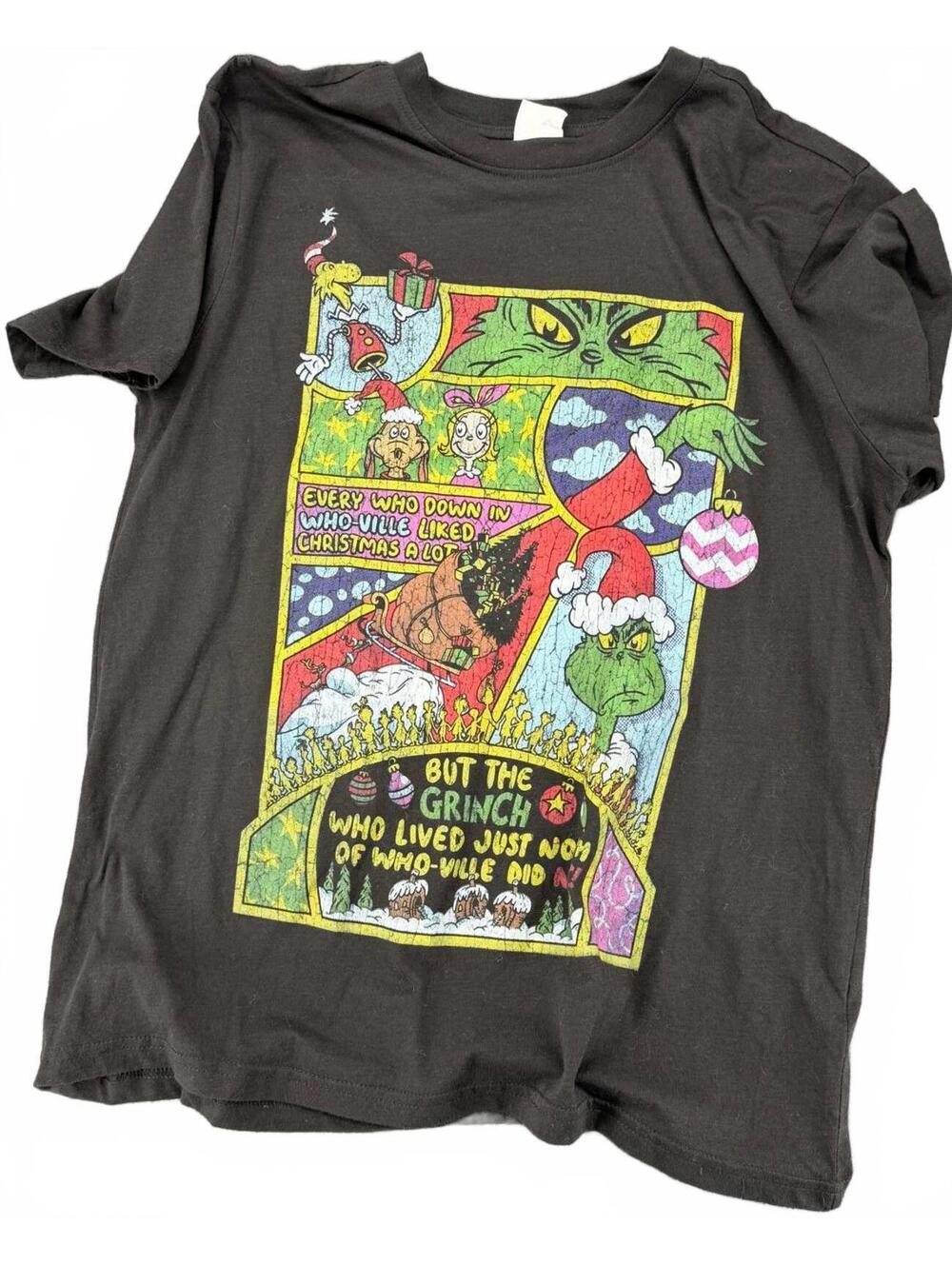 The Grinch Graphic T-Shirt Relaxed Fit M Cotton‎ Black